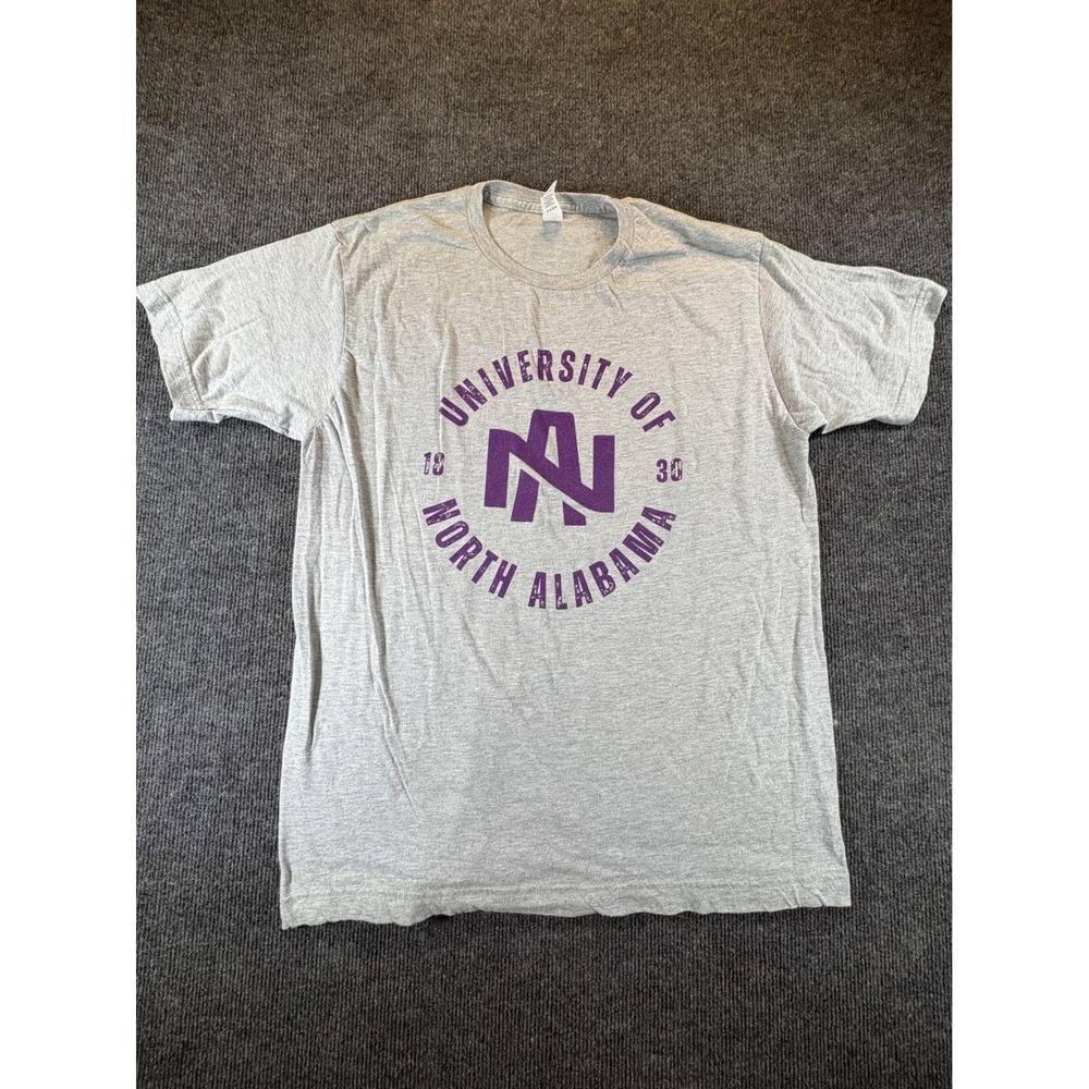 Tultex University of North Alabama UNA Lions T-Shirt Heather Grey Purple Mens L